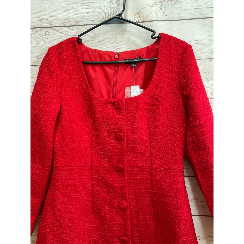 NEW WITH TAGS J CREW SOPHIA MINI DRESS IN MARITIME TWEED FESTIVAL RED - Picture 6 of 12